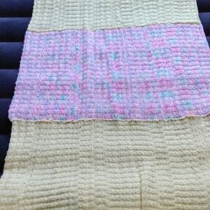 Textured Knit Scarf in Cream and Pastel Colors